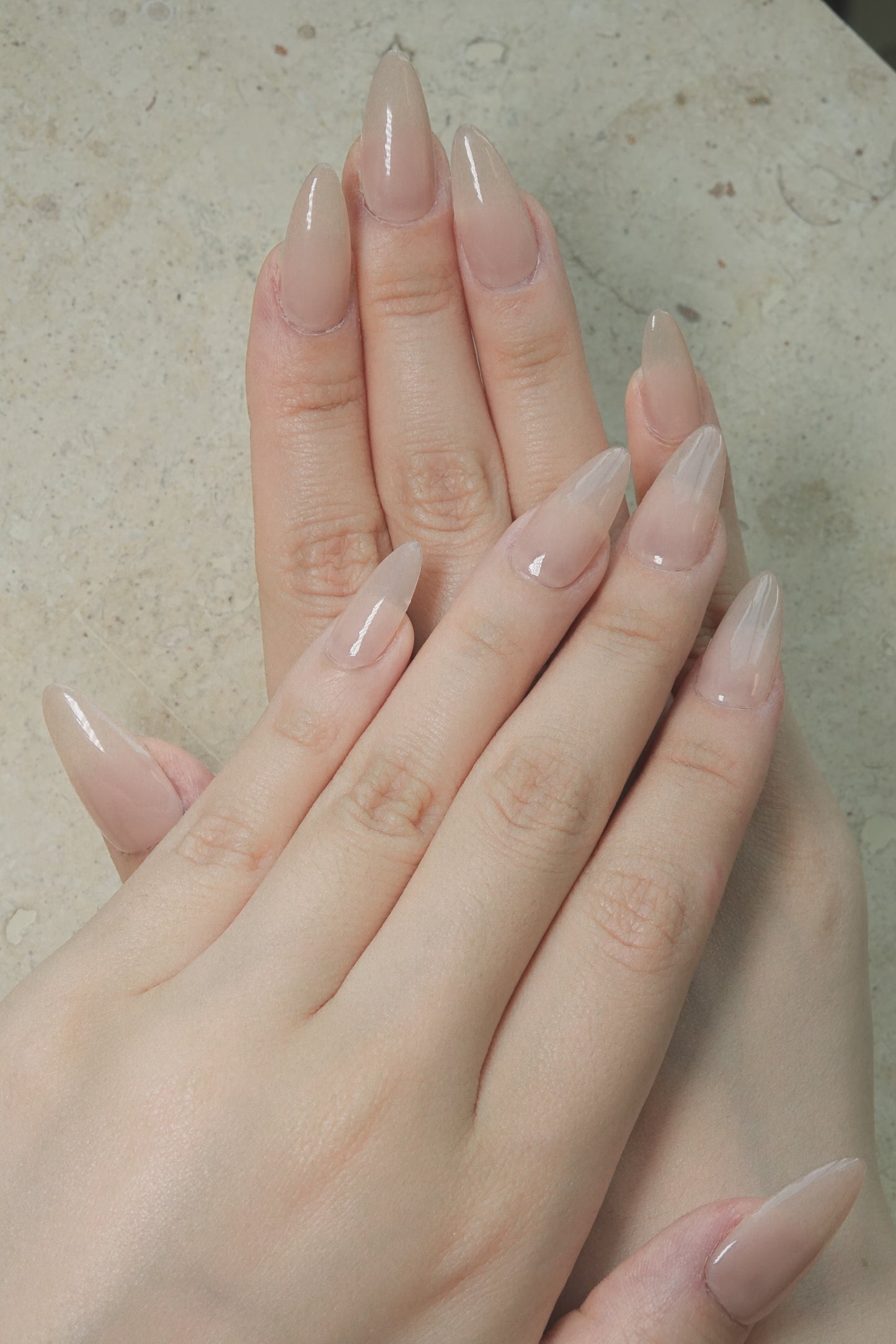 Blush Beige Nude Glossy Almond