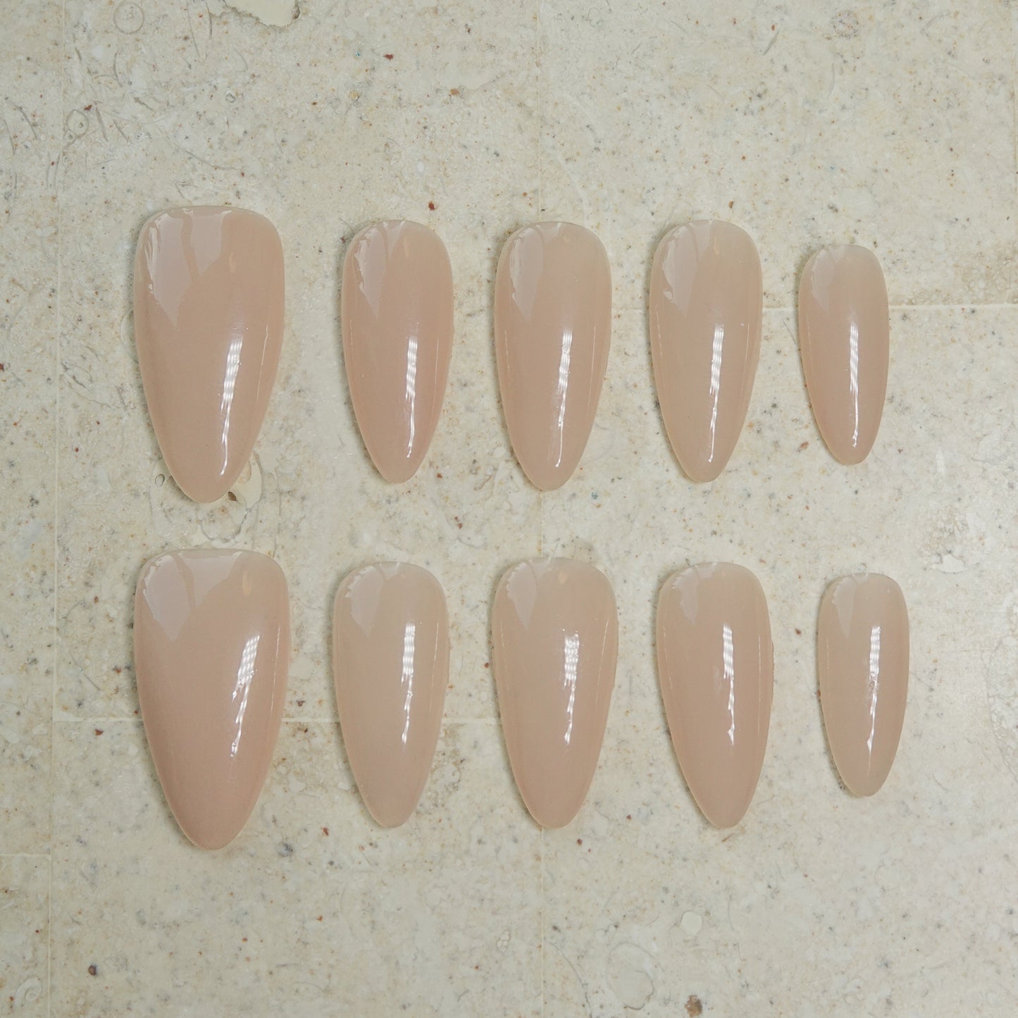 Blush Beige Nude Glossy Almond