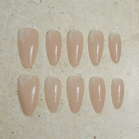 Blush Beige Nude Glossy Almond